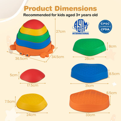 Cute Crab Theme 5 Pieces Stepping Stones Non-Slip Design for Ages 3+ Kids