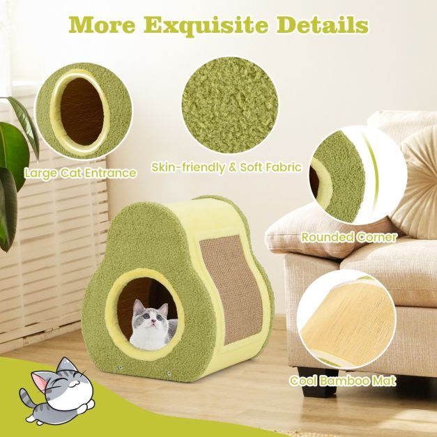 Cute Nature-Themed 2-Piece Cat Tree & Avocado House Bundle