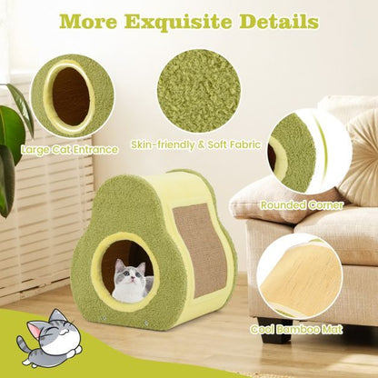 Cute Nature-Themed 2-Piece Cat Tree & Avocado House Bundle