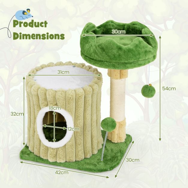 Cute Nature-Themed 2-Piece Cat Tree & Avocado House Bundle