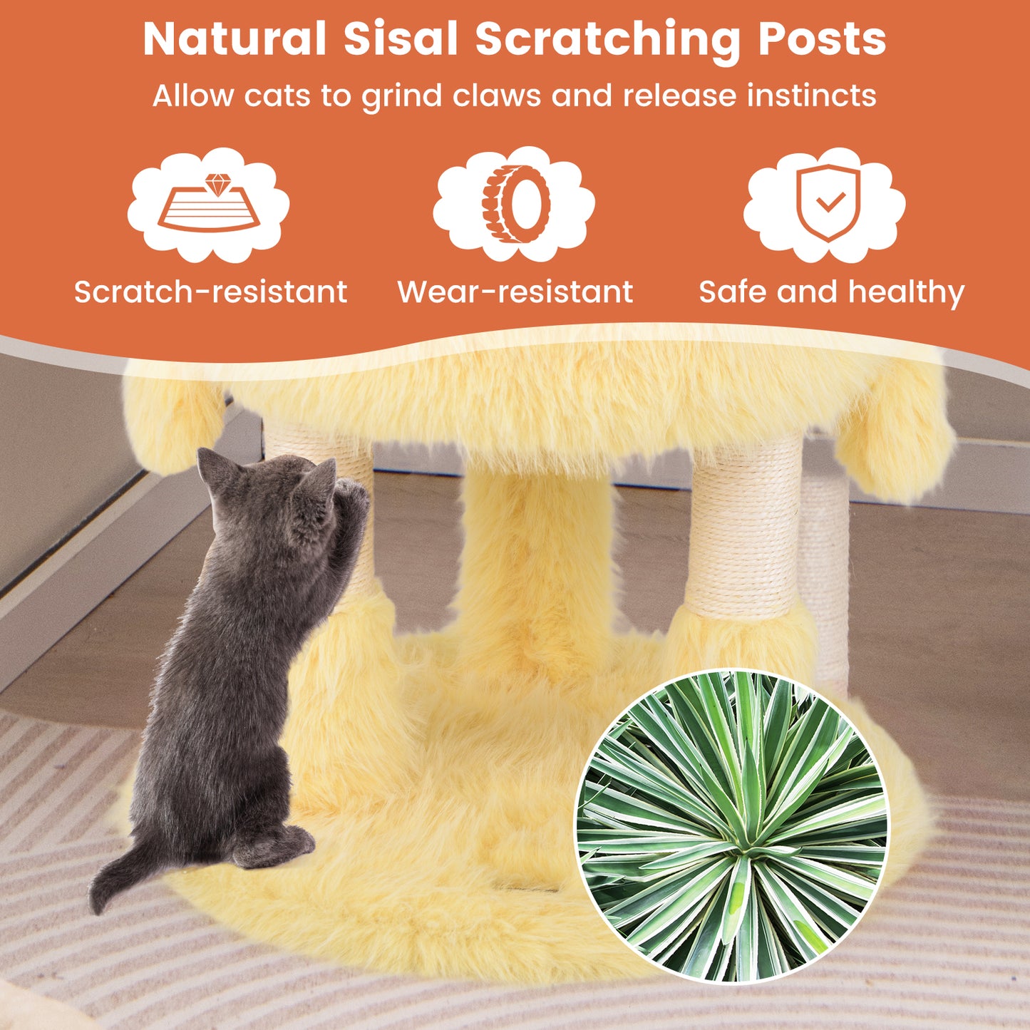 Cute Monster-Themed Cat Tower with 2 Private Condos-Yellow