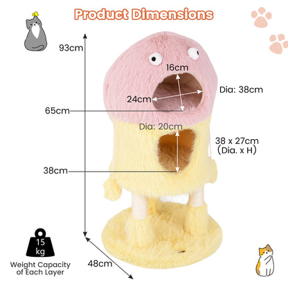 Cute Monster-Themed Cat Tower with 2 Private Condos-Yellow