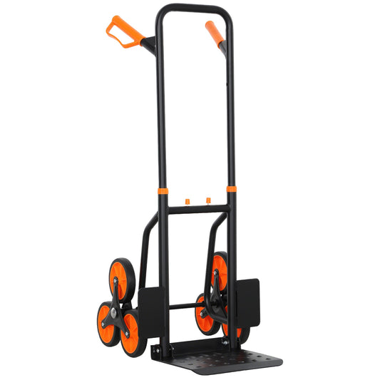 DURHAND Six-Wheel Folding Sack Barrow Trolley - Black/Orange