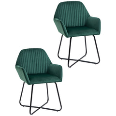 HOMCOM Velvet-Feel Plisse Back Accent Chair - Green