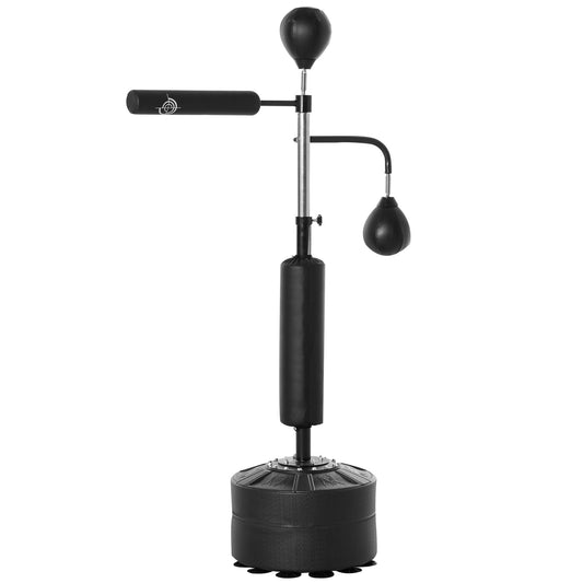 HOMCOM 4-in-1 Boxing Punching Bag, Freestanding with 2 Speed Bals, 360 Reflex Bar, 160-230cm Adjustable Height, Black