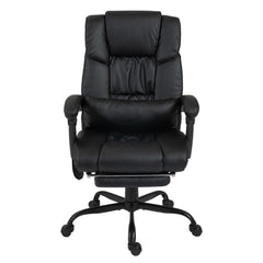 Vinsetto 6-Point Massage Office Chair, PU Leather Desk Chair with Adjustable Height and Footrest for Home Office, Black