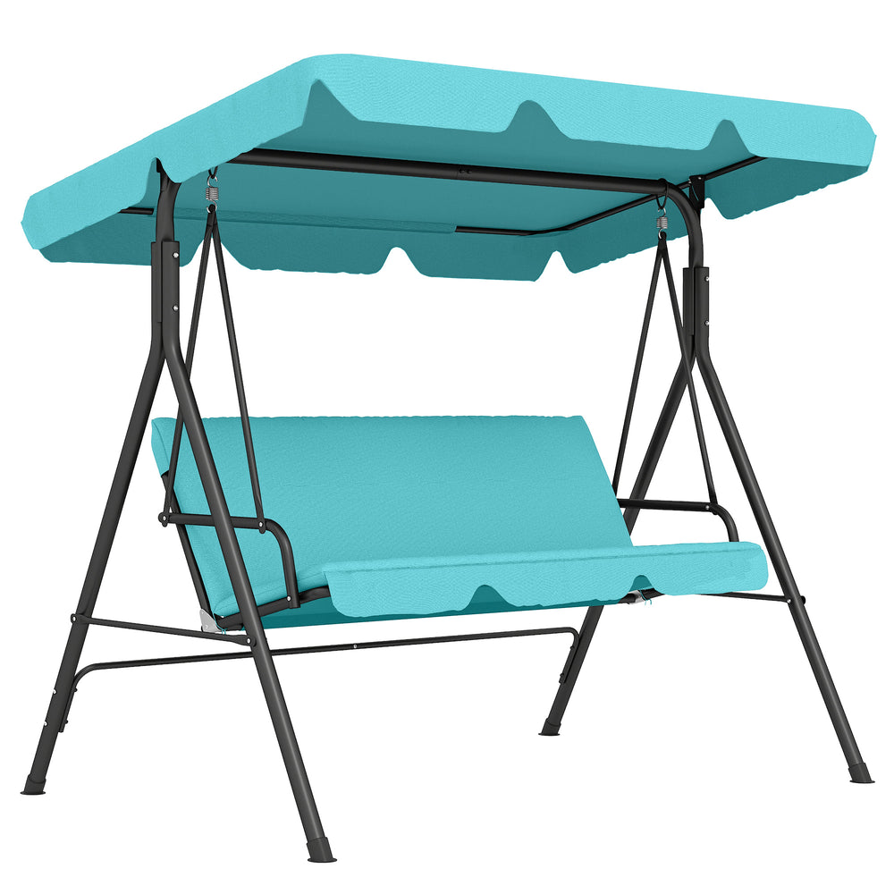 Outsunny Three-Seater Garden Swing Chair, with Adjustable Canopy - Blue