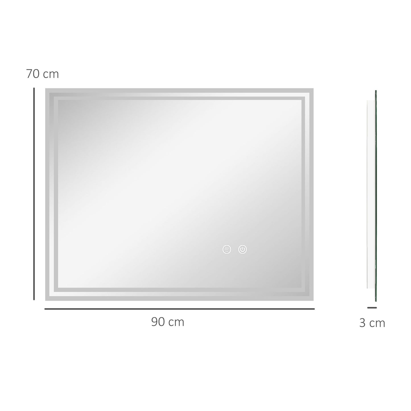 Kleankin Large LED Bathroom Mirror, Illuminated Makeup Mirror, with 3 Colour, Smart Touch, Anti-Fog