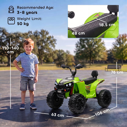 AIYAPLAY 24V 2 Seater Electric Quad Bike for Kids, Ride On Car ATV Toy w/ Forward Backward, for Boys Girls 3-8 Years, Green