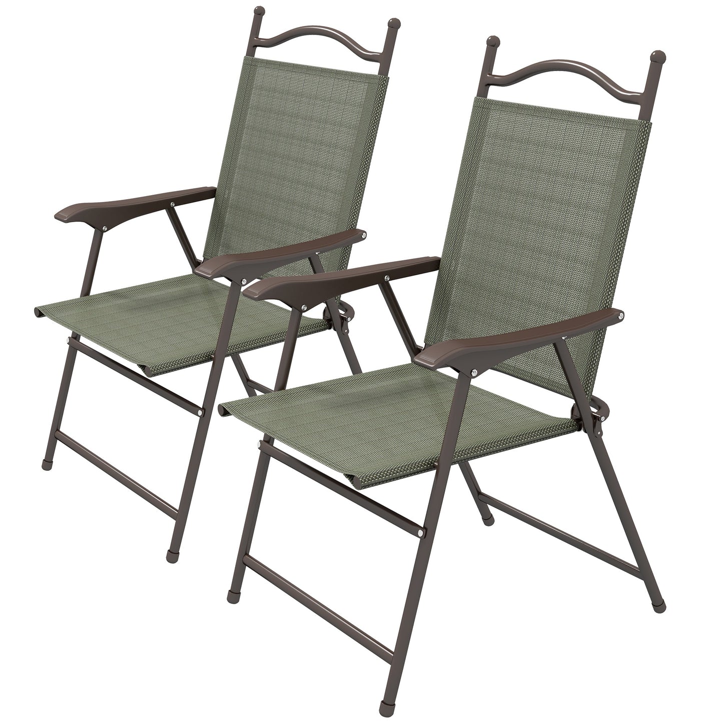 Outsunny Set of Two Folding Garden Chairs, with Fabric Mesh Seats - Dark Brown