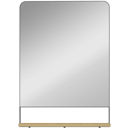 HOMCOM Wall Mirror with Wood Shelf - Black