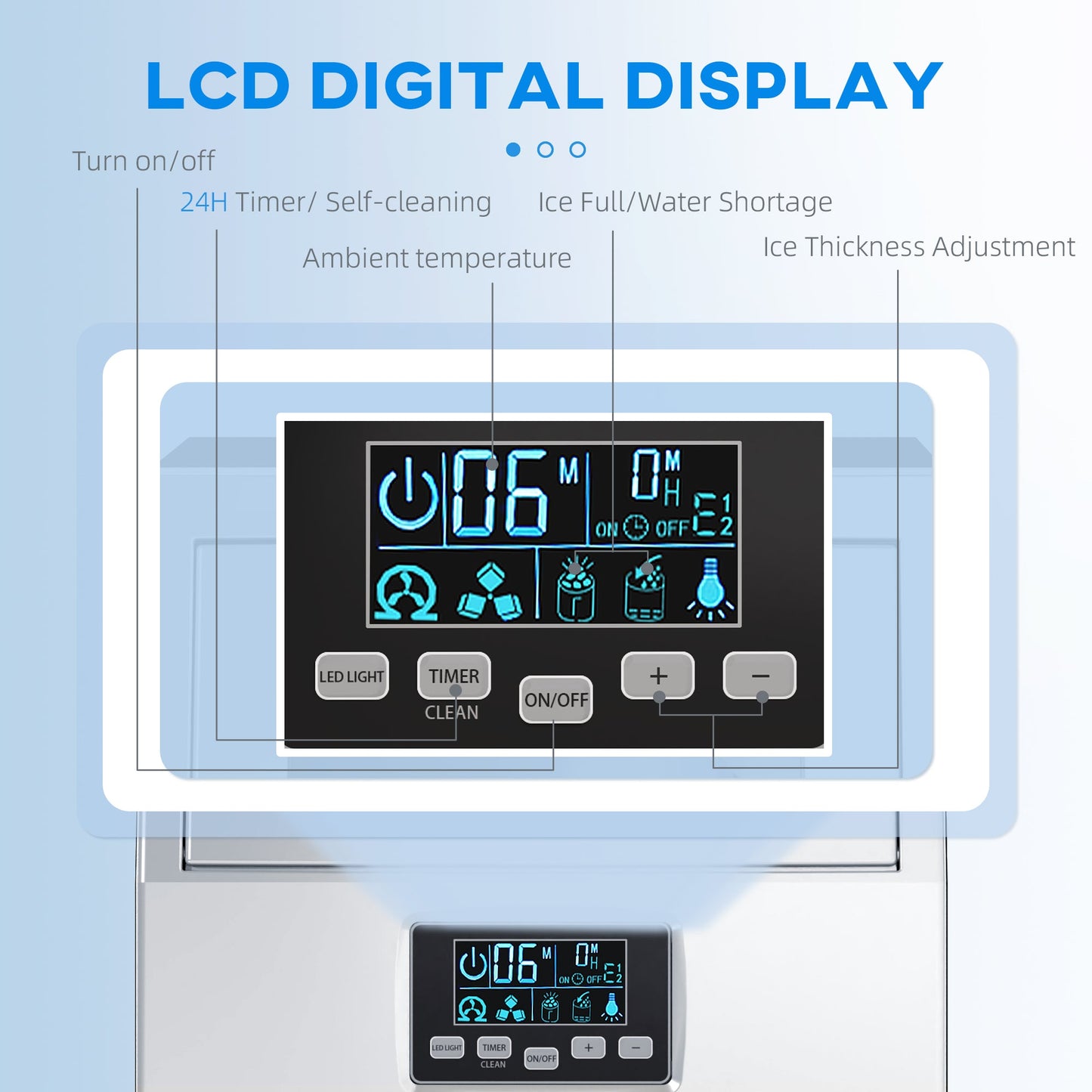 HOMCOM Commercial Ice Maker with 4kg Ice Storage - Silver Tone