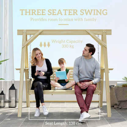 Outsunny Three-Seater Wooden Swing Bench