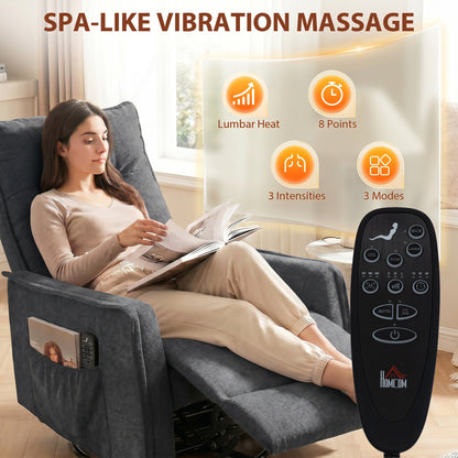 HOMCOM Recliner Armchair, Chenille Recliner Chair with Massage and Heat, 360Â° Swivel Rocking Manual Recliner, Dark Grey