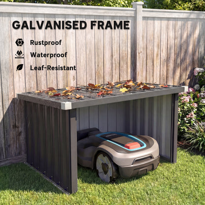 Outsunny Robot Mower Garage with Sloped Roof for Robotic Lawn Mower Storage, Weatherproof, 108 x 86 x 62.5 cm, Dark Grey