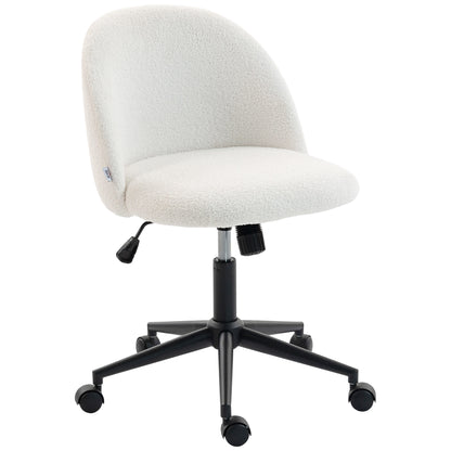 HOMCOM Teddy Fleece Office Chair with Wheels - Cream White