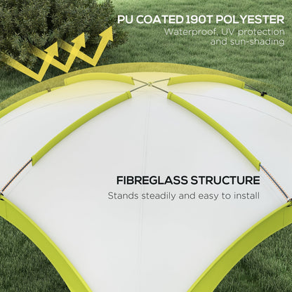 Outsunny 3.5 x 3.5M Camping Gazebo, Outdoor Event Shelter Dome Tent Garden Sun Shelter Patio Spire Arc Pavilion Camp Sun Shade Tent for 6-8 Person, Green