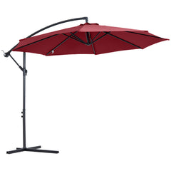 Outsunny Cantilever Umbrella Parasol Hanging Banana Steel Dark Green 3M Patio Wine Red
