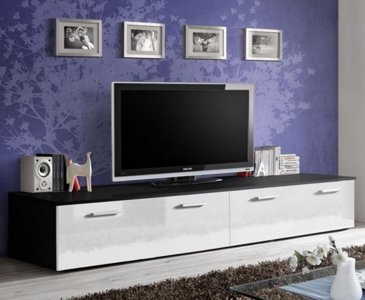 Duo TV Cabinet in Black and White Gloss