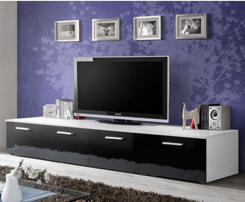 Duo TV Cabinet in White and Black Gloss