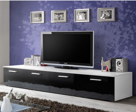Duo TV Cabinet in White and Black Gloss
