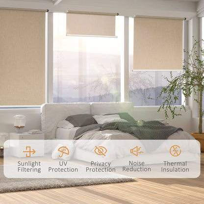 WiFi Smart Roller Blinds Window UV Privacy Protection with Rechargeable Battery, Electric Shades Blind Easy Fit Home Office Brown 90cm x 180cm