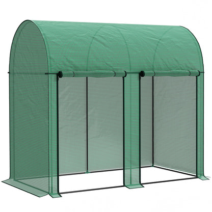 Outsunny 200 x 100cm Walk-In Greenhouse, with Zipped Doors - Green