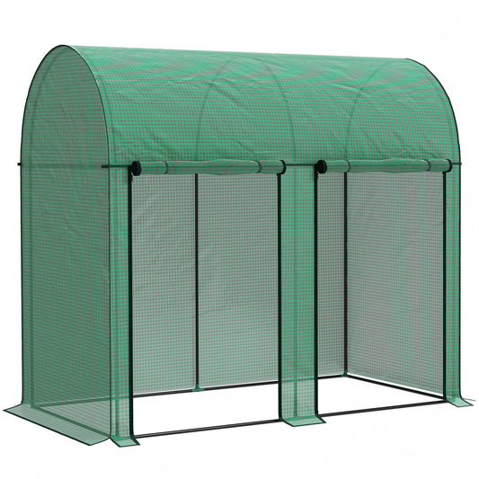 Outsunny 200 x 100cm Walk-In Greenhouse, with Zipped Doors - Green