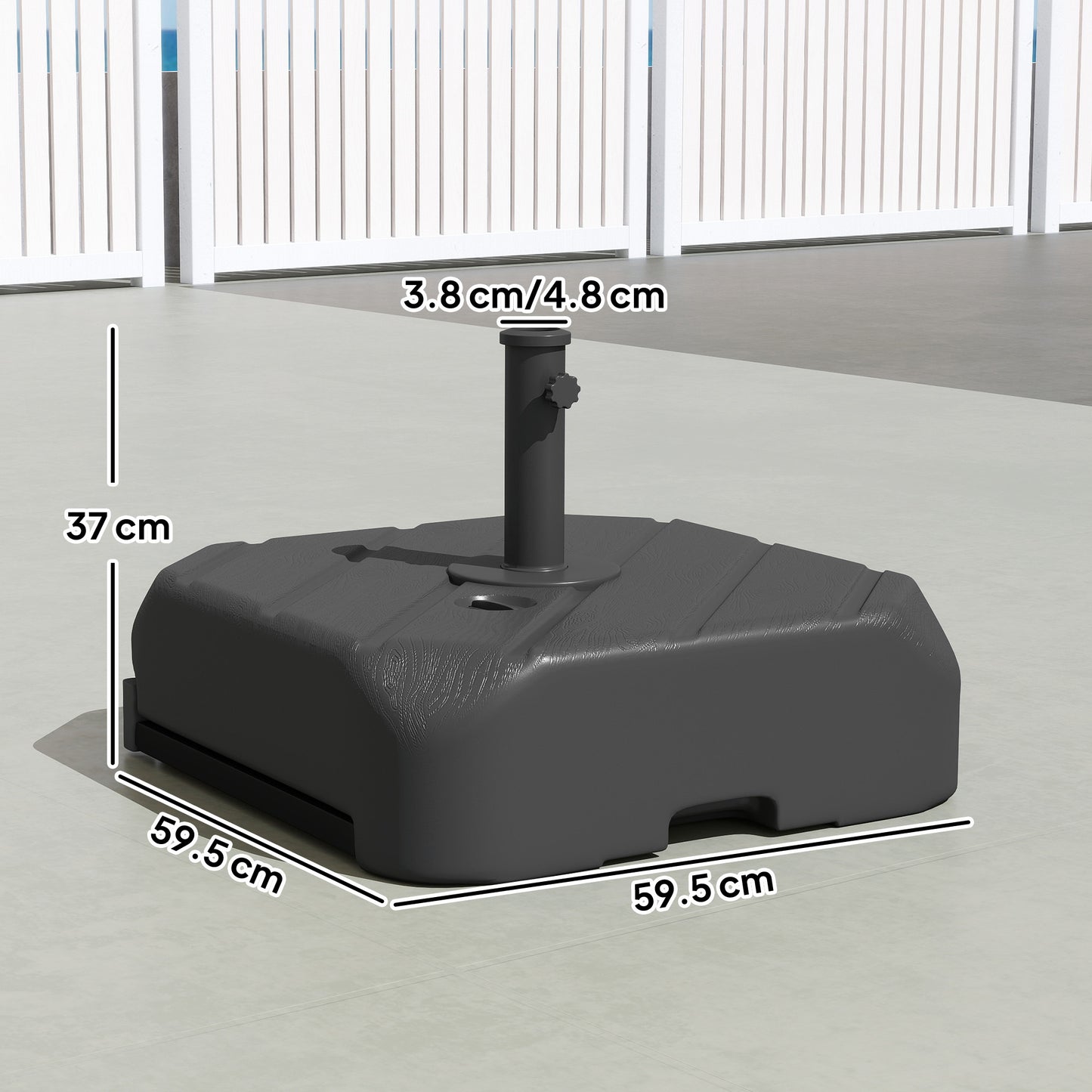 Outsunny Garden Parasol Base with Wheels, Telescopic Handle, 72 kg /45 kg Fillable Sun Umbrella Base Parasol Stand, Black