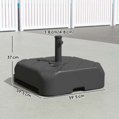 Outsunny Garden Parasol Base with Wheels, Telescopic Handle, 72 kg /45 kg Fillable Sun Umbrella Base Parasol Stand, Black