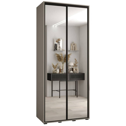 Tall glass-fronted cabinet with interior display on a white background