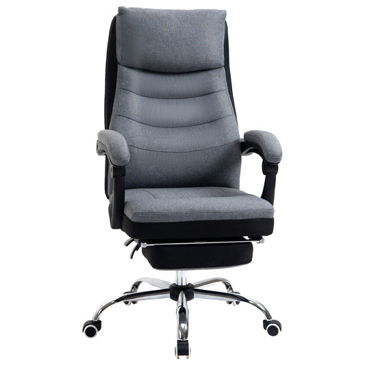 Vinsetto Office Chair, Executive Desk Chair 135¡ Reclining Computer Chair with Adjustable Height, Retractable Footrest and Swivel Wheels, Grey