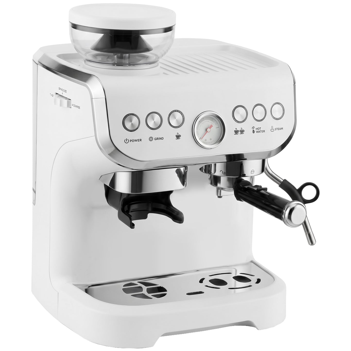 HOMCOM Bean to Cup Coffee Machine, Espresso Machine with Integrated Bean Grinder & Steam Wand, White