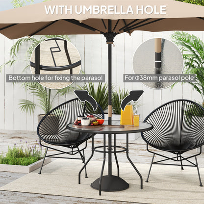 Outsunny Glass-Top Garden Table, with Parasol Hole - Black