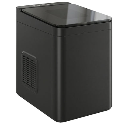 HOMCOM Countertop Ice Maker Machine Self-Cleaning Compact Ice Machine with Ice Scoop and Basket Black