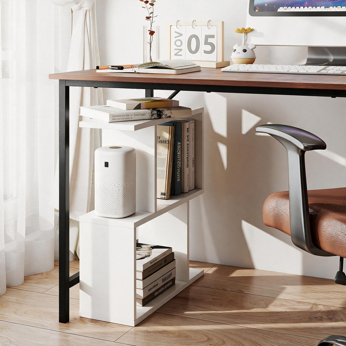 Decorative Storage Shelf Featuring Open Layout and Non-Slip Foot Pads for Entryway Living Room-White