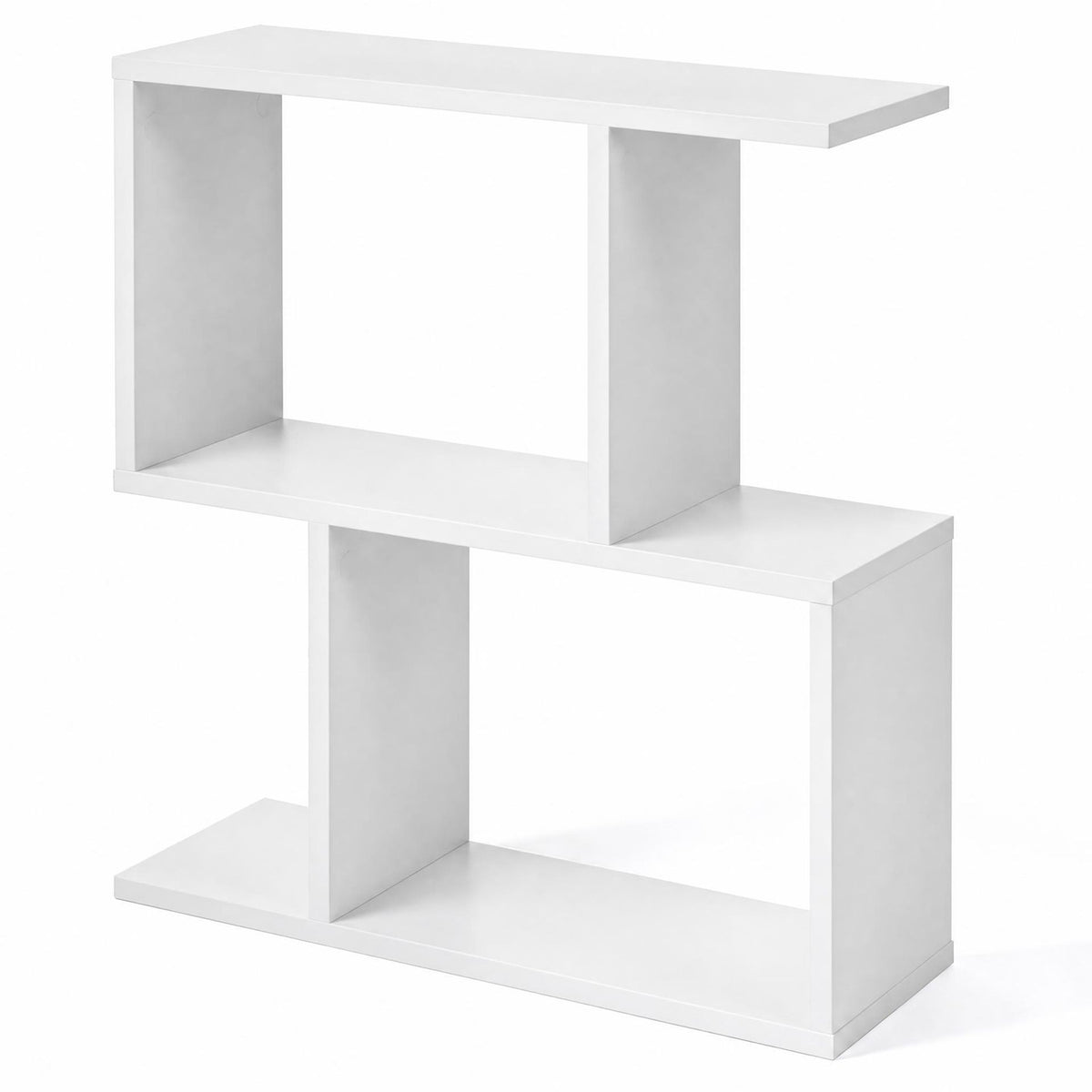 Decorative Storage Shelf Featuring Open Layout and Non-Slip Foot Pads for Entryway Living Room-White