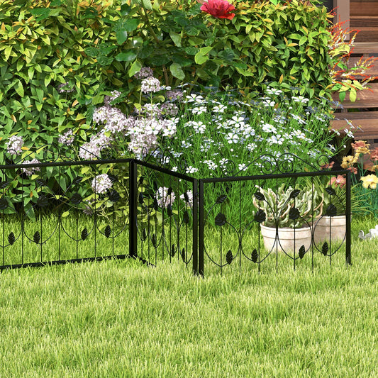 464 x 58 cm Decorative Garden Fence with 8 Panels-Black