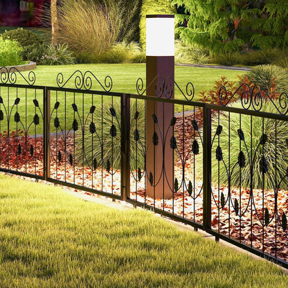 464 x 58 cm Decorative Garden Fence with 8 Panels-Black