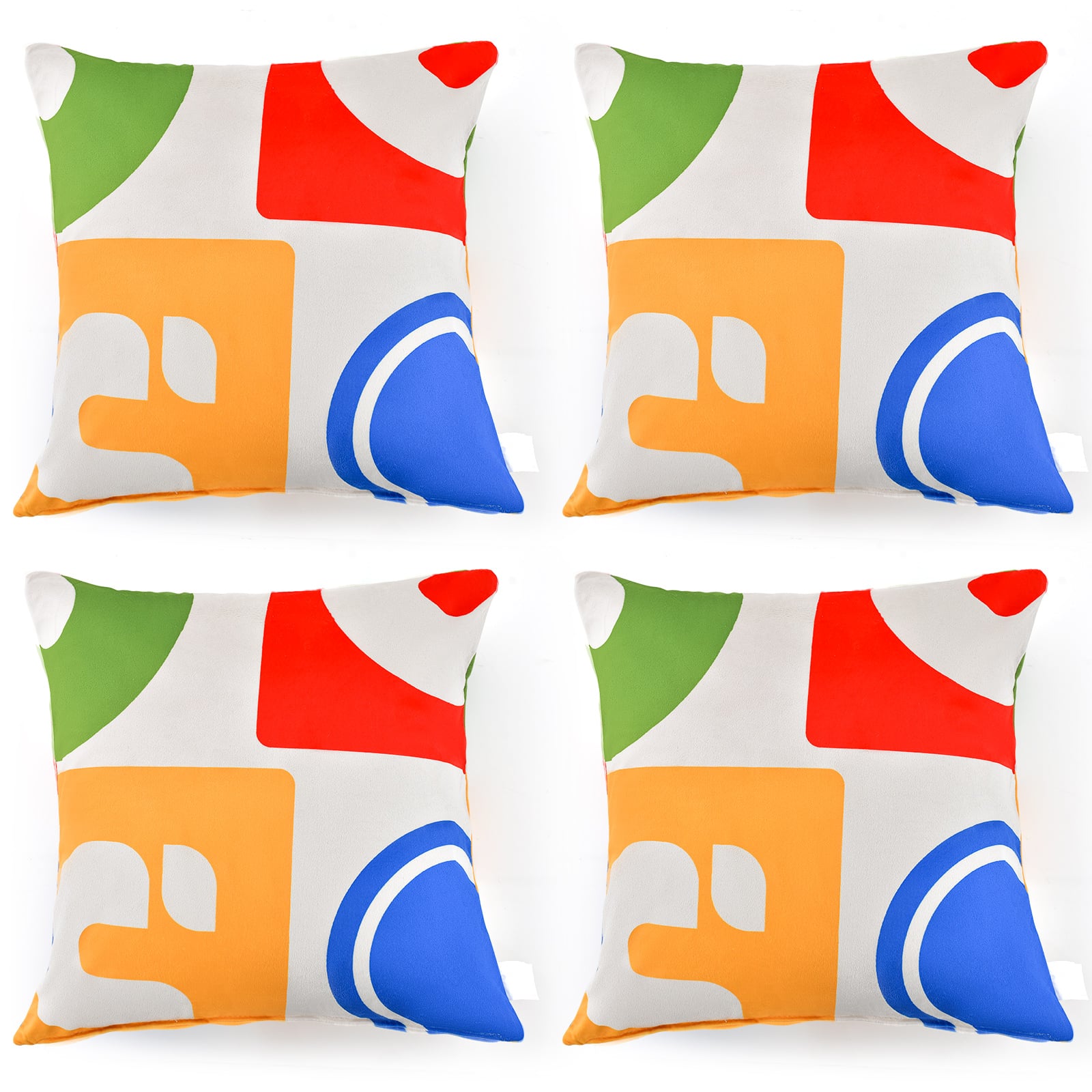 Soft Velvet Covered Decorative Throw Pillow Set of 4-Colourful