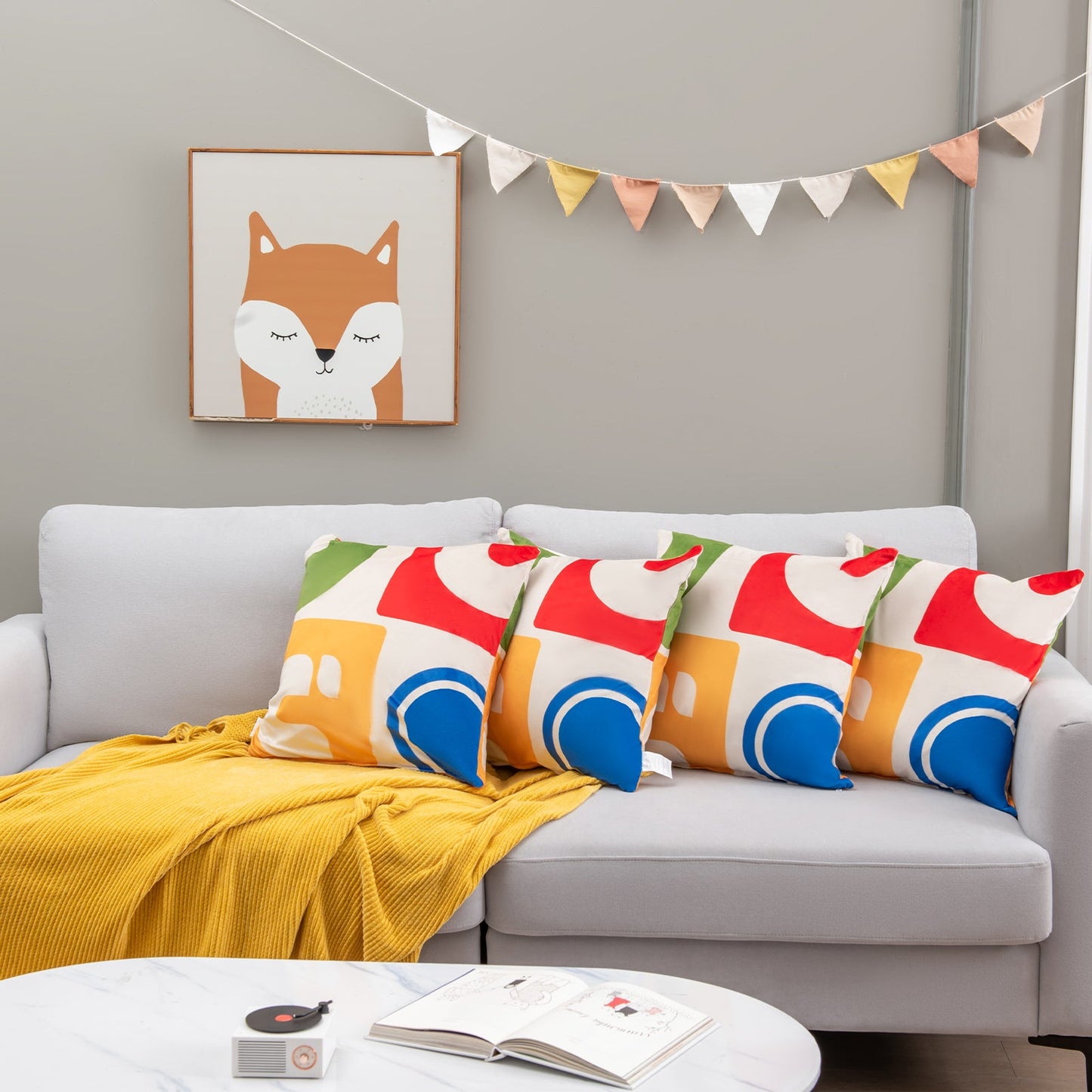 Soft Velvet Covered Decorative Throw Pillow Set of 4-Colourful