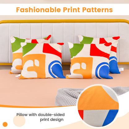 Soft Velvet Covered Decorative Throw Pillow Set of 4-Colourful