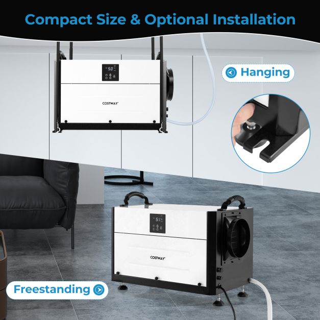 50/70L/Day Crawl Space Dehumidifier with 3 Modes and 24H Timer-Black-70L