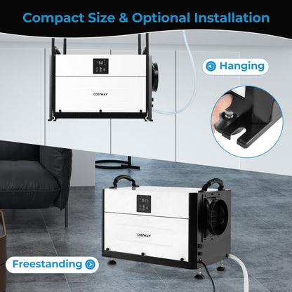 50/70L/Day Crawl Space Dehumidifier with 3 Modes and 24H Timer-Black-70L