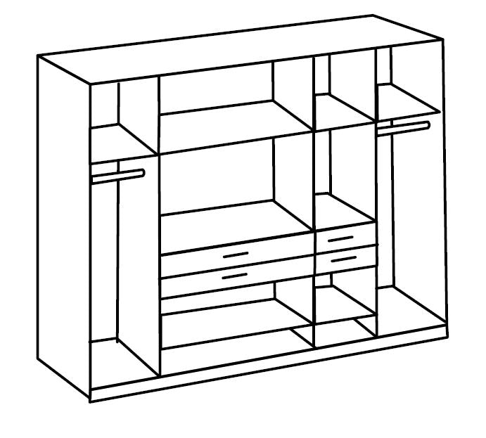 Wardrobe DENMARK 5 Door Mirrored Wardrobe Finish Oak and Graphite 225cm