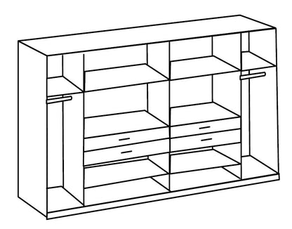 Wardrobe DENMARK 6 Door Wardrobe Finish Oak and Graphite 270cm