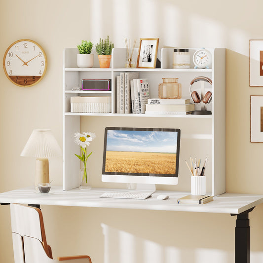 Desktop Bookshelf 3-Tier Display Rack Bookcase Storage Rack-White