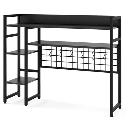 Desktop Bookshelf with 4 Open Storage Shelves for Computer Monitor Up to 32 Inch-Black