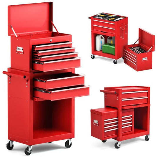 6-Drawer Rolling Lockable Tool Chest for Garage & Factory & Workshop -Red