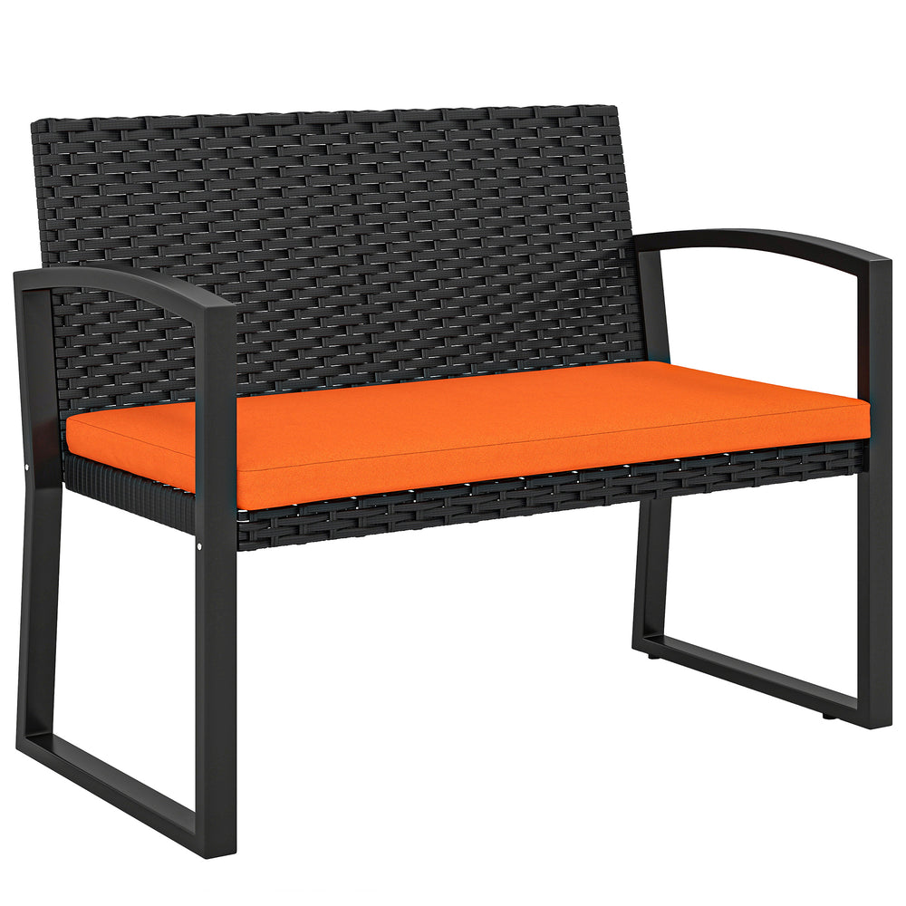 Outsunny Two-Seater Rattan Garden Bench - Orange